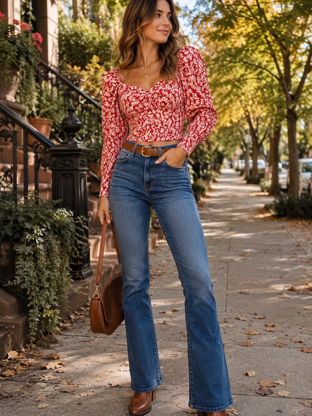 Anthropologie Red Floral Corset Sweetheart Puff Sleeve Top XS